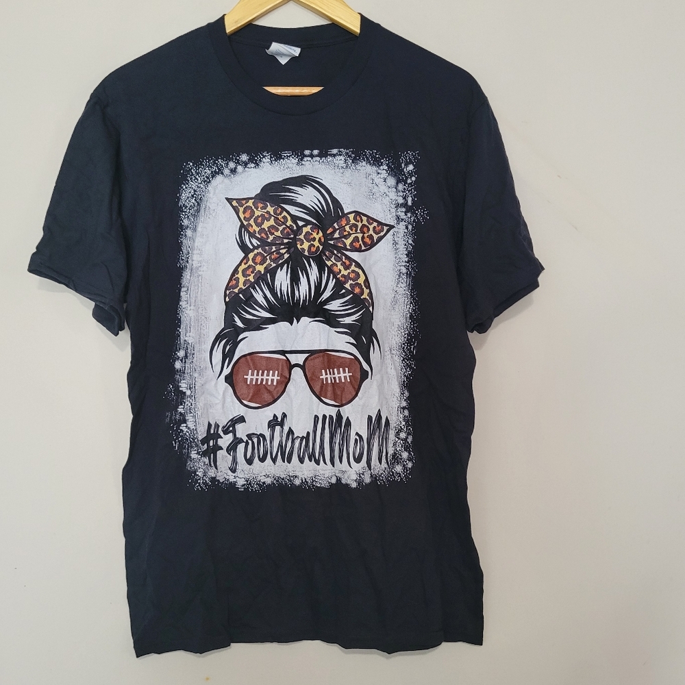 Football Mom Black T-Shirt Size M